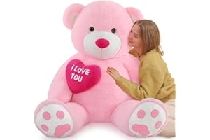 BENINY Giant Teddy Bear Stuffed Animal 52" - Big Teddy Bear with Heart - Large I Love You Teddy Bear Plush Toys for Kid Christmas Birthday - Valentines Bear Gift for Girlfriend Wedding