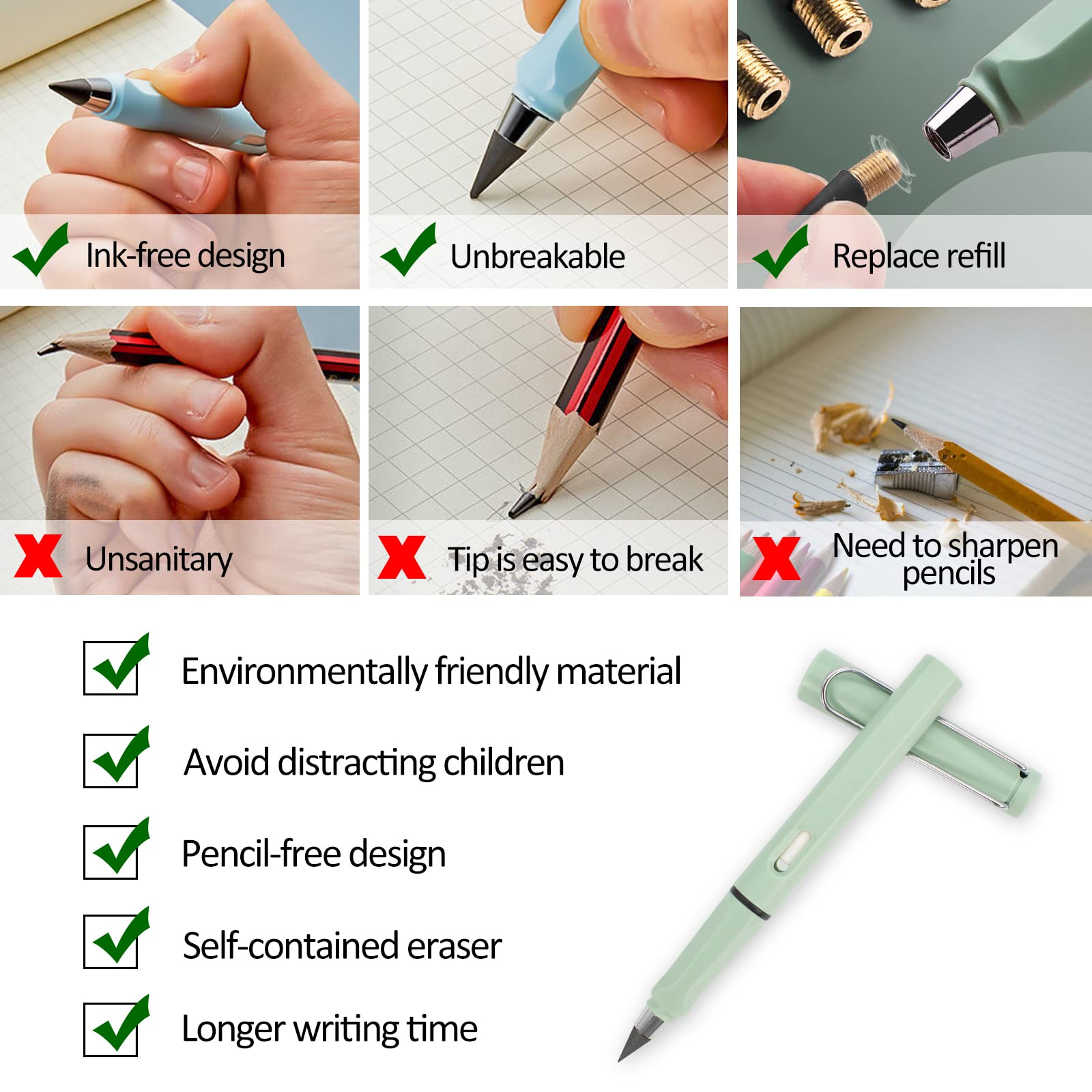 Mua CIOUYAOS 8pcs Infinity Pencil, Cute Everlasting Inkless Pencil with ...