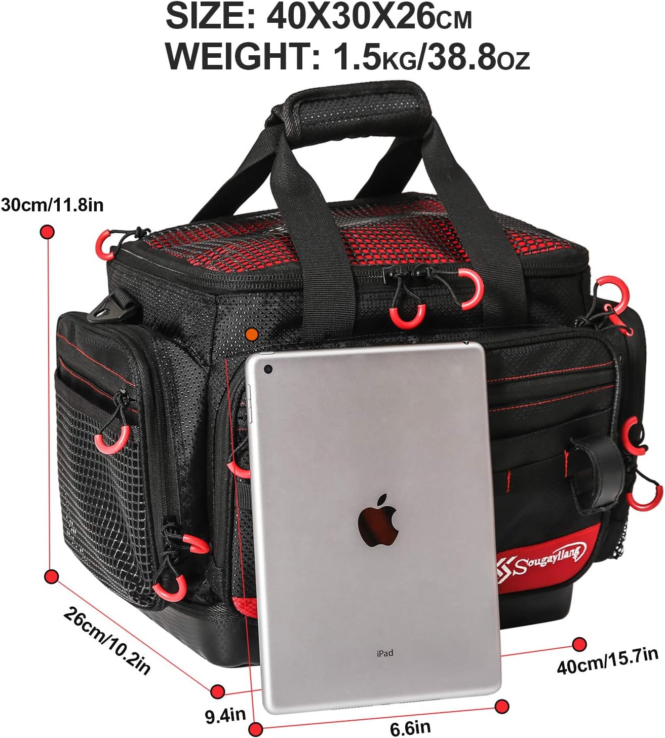 Sougayilang Fishing Tackle Bags - 100% Water-Resistant Fishing Tray Bags - Portable Fishing Organizer Shoulder Satchel - Suitable for 3600 3700 Tackle Box- Black -Standard Bag : Sports & Outdoors