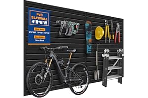 Lasla Black Slatwall Panel Garage 4'X8' Slat Wall Organizer PVC Slatwall Heavy Duty Wall Mounted Rack