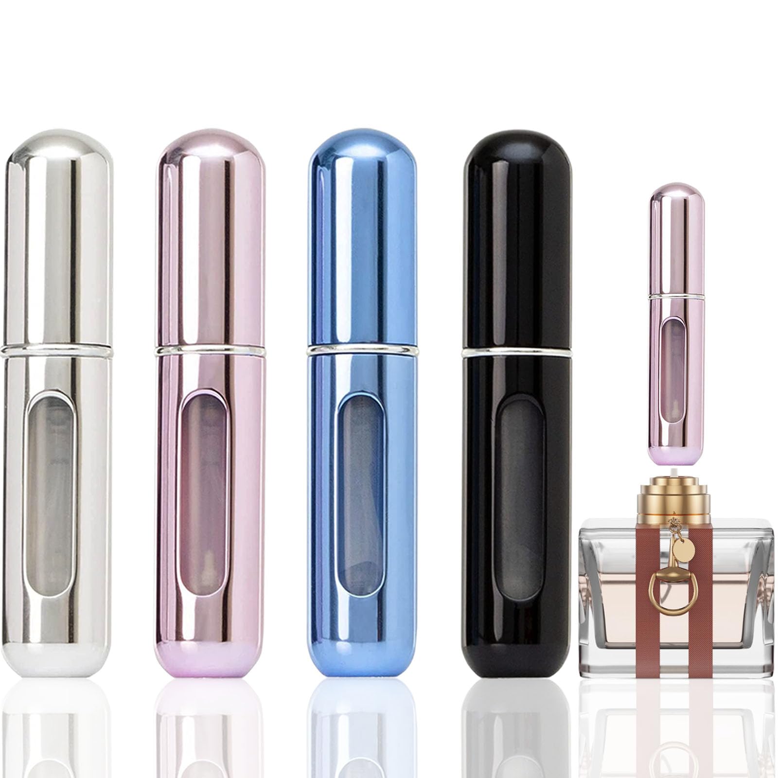 Photo 1 of Portable Mini Refillable Perfume Atomizer Bottle, Travel Size Refillable Perfume Refill Bottle - Perfume Atomizer Refillables, Scent Pump Case, Small Perfume Spray 4 Pcs Pack of 5 ml