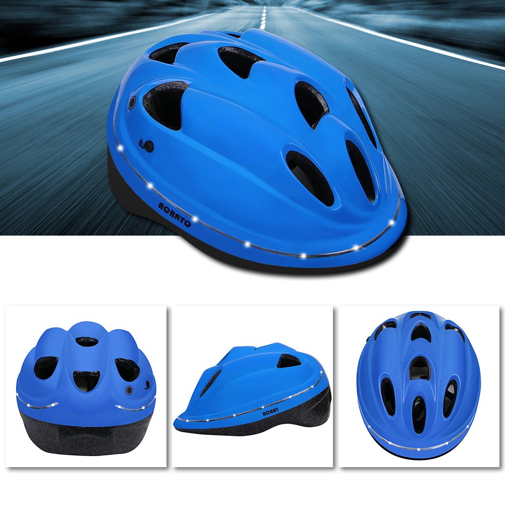 ACRATO Kids Bike Helmet Cycling Road Helmet with LED Safety Light Inner Padding Adjustable Belt for Head and Chin