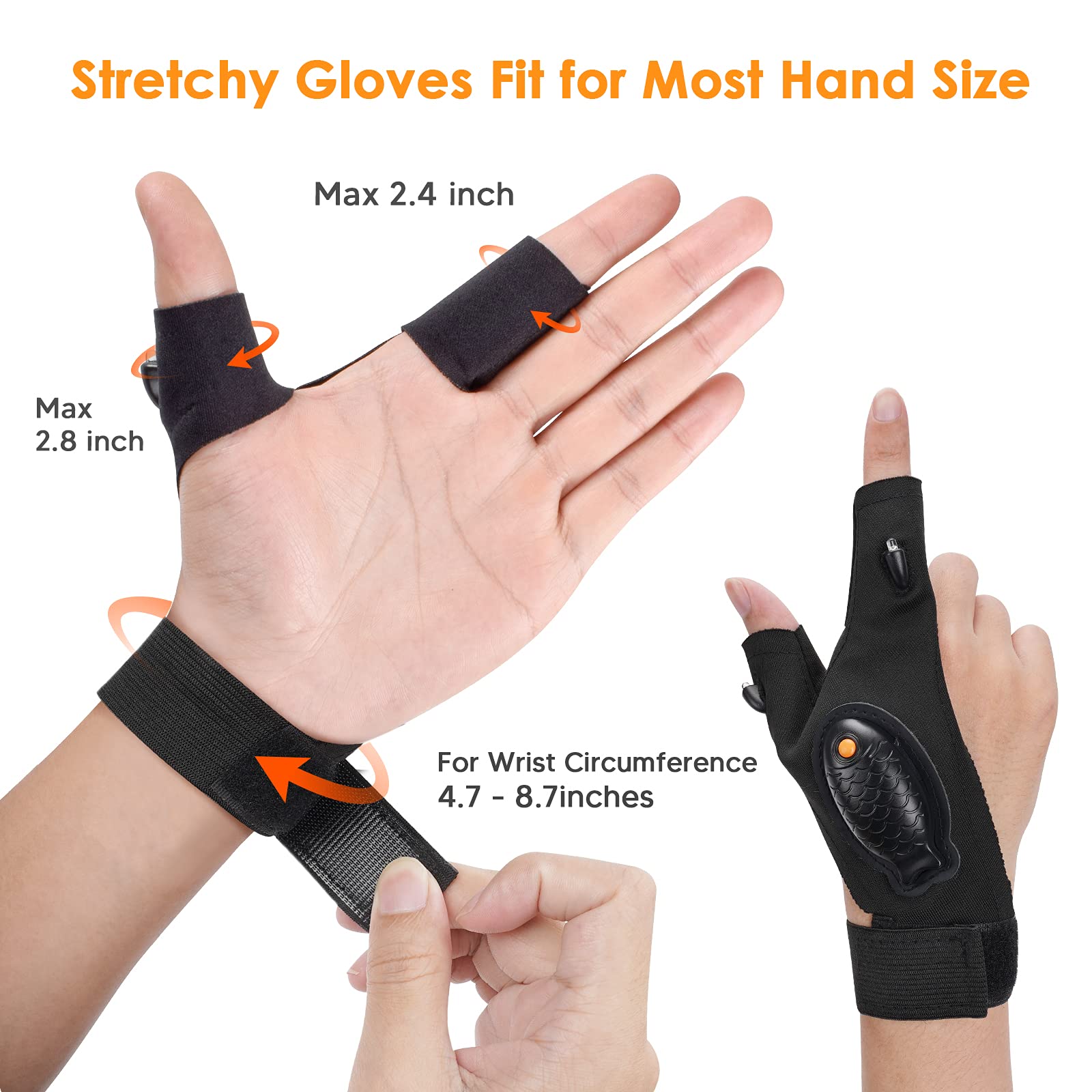 HANPURE Rechargeable LED Flashlight Gloves Stocking Stuffers for Adults Men Christmas Birthday Gift Idea for Dad Husband Him Boyfriend Car Guy Waterproof Lighted Gloves for Repairing Fishing Camping
