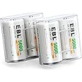 EBL C Batteries High Energy 5000mAh Ready2Use C Rechargeable Battery Cells, 4 Counts