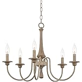 Kira Home Sherbrooke 24" 5-Light French Country Chandelier, Adjustable Height, Smoked Cedar Finish