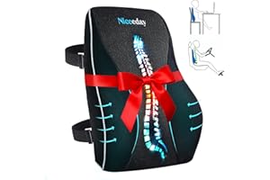 Niceeday Lumbar Support Pillow for Office Chair Car Back Support Pillow, Memory Foam Gaming Chair Desk Chair Back Cushion for Lower Back Pain Relief, Ergonomic Back Rest,Stocking Stuffers