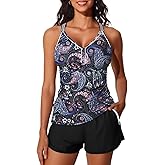 Summer Mae Modest Tankini Swimsuits for Women 2026 Two Piece Bathing Suits with Sporty Pockets Boy Shorts for Tummy Control