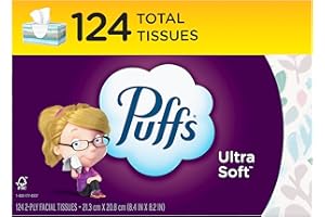 Puffs Ultra Soft Facial Tissues, 1 Family Size Box, 124 Facial Tissues Per Box