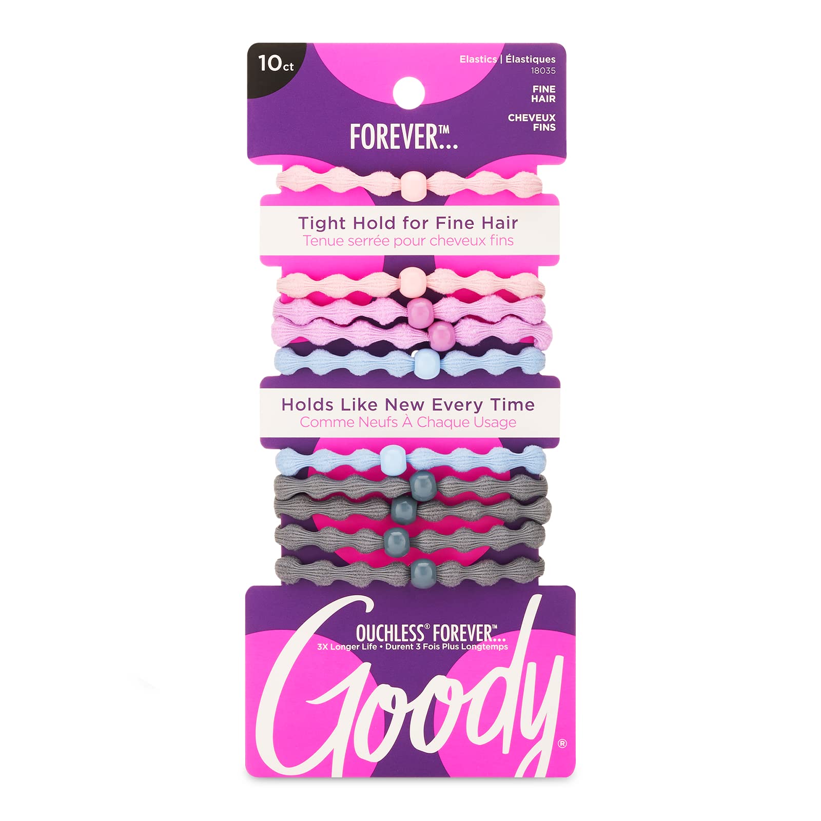 GOODY Ouchless Forever Elastics Hair Accessories for Men, Women, Boys and Girls for Easy Styling and Keep Your Hair Secured, Assorted Pack of 10