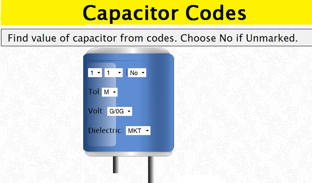 Resistor and Capacitor identification utility Apps e Jogos