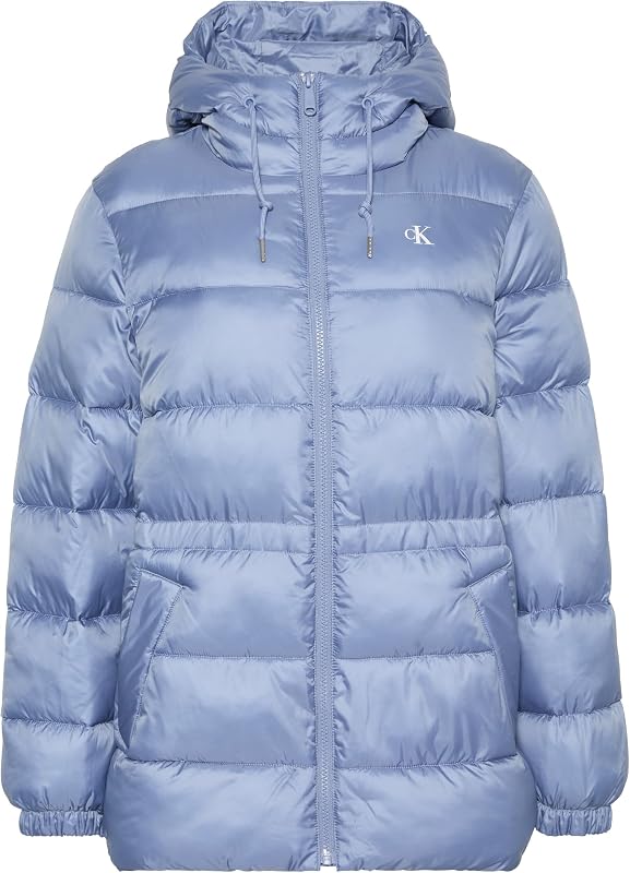 Donna Giaccone Imbottito Mid Logo Puffer con Cappuccio, Rosa (Stonewash), M