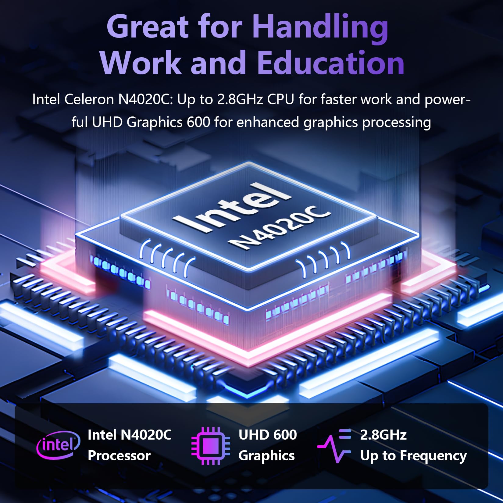 FOLINHAM 14.1 Inch Laptop,Windows 11 Pro Computer,8GB RAM 512GB SSD,Intel Celeron N4020C Processor(Beat to N4020),2K FHD Display,USB 3.0, Type-C,Mini-HDMI, Dual WiFi,Supports 1TB M.2 SSD Expansion