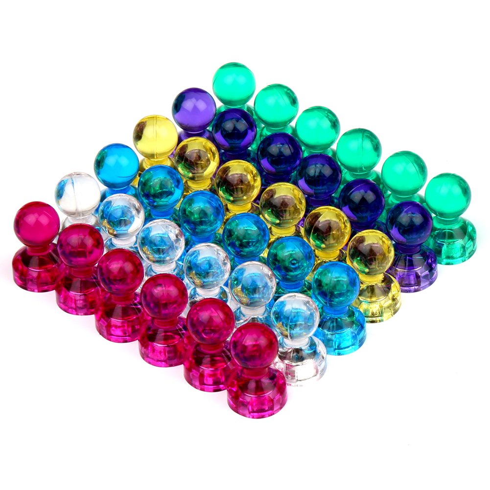 H&S Fridge Magnets 36pcs - Circle Neodymium Magnets Strong for Whiteboard Notice Board or Fridge - Mini Round White Board Magnet - Colourful Tiny Circular Magnet