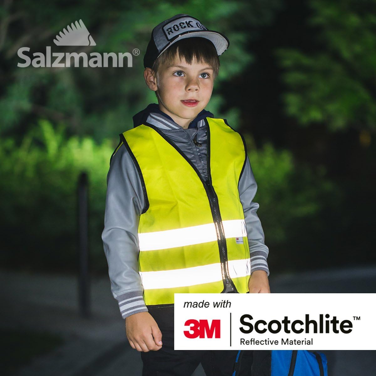 Salzmann Children’s High-Visibility Safety Vest with Zip, Fluo Yellow, 7-13 Years - Image 4