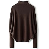 Ciovkis Women's Merino Wool Blend Oversized Sweater 2025 Fall Winter Fashion Mock Neck Batwing Sleeve Knitted Pullover