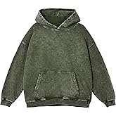 KEEPSHOWING Mens Oversized Hoodie Unisex Acid Wash Hoodie Vintage Pullover Hoodies Hip Hop Sweatshirts with Pocket
