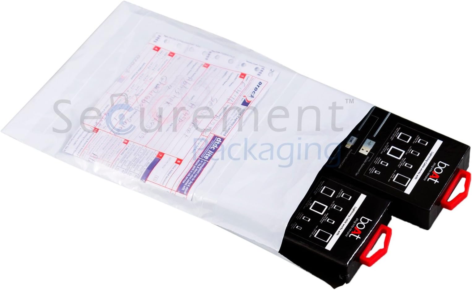 Securement Security Poly Courier Bag Envelopes with Pod Pouch, 6 X 8 Inches, 500 Packs