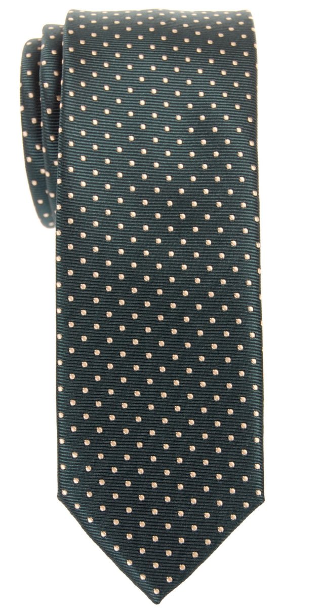 Retreez Modern Mini Polka Dots Woven Microfiber Skinny Tie - Green with Yellow Dots