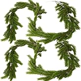 Christmas Garlands Artificial Pine Garlands for Mantle Real Touch Pine Greenery Garland for Table Wall Fireplace Indoor Outdoor Decoration (2, 6 Ft)
