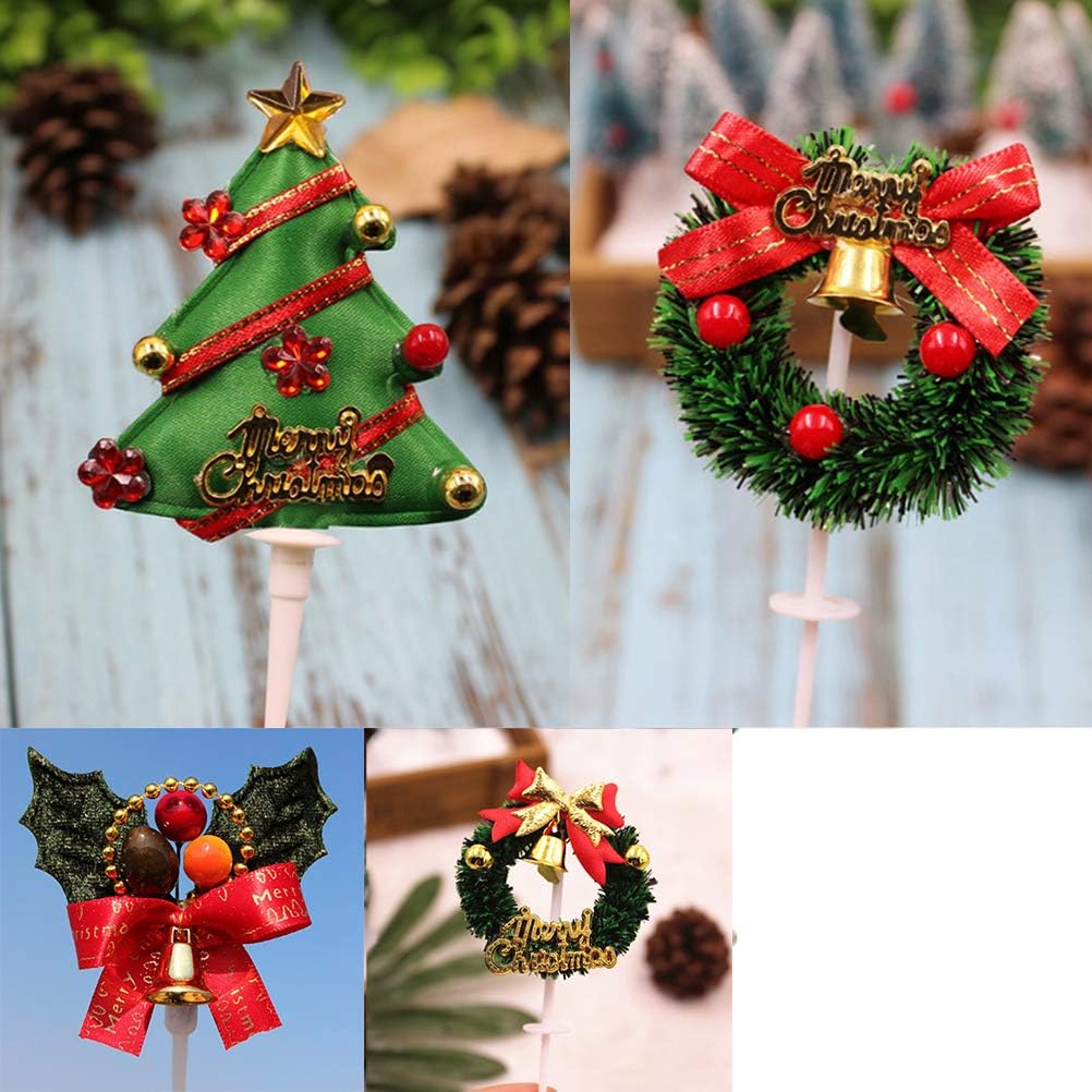 DatingDay 40 Pieces Christmas 3D Cupcake Toppers Picks For Xmas Decoration Party Favors,4 Style