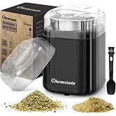 Hermolante Herb Grinder Spice Grinder, 200 w Herb Grinder with Stainless Steel Blade and Cleaning Brush, Compact Size Electric Grinder for Herbs and Spices -5.11in (Black)