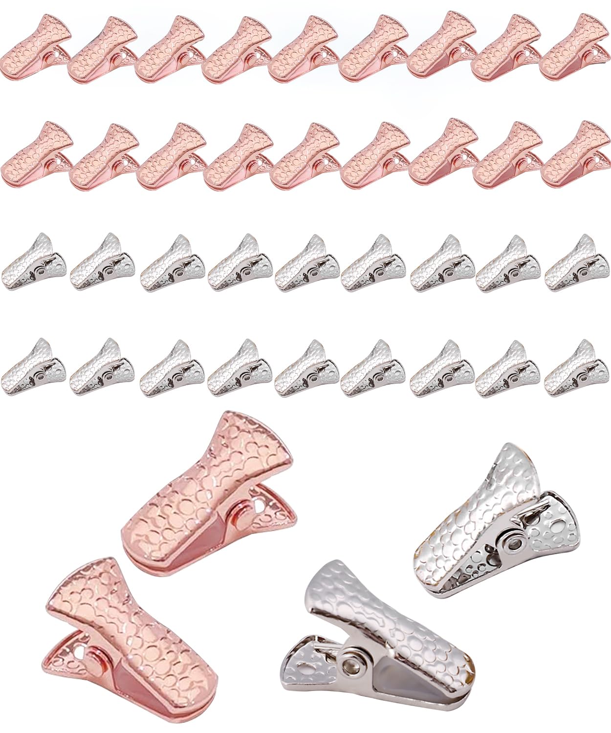 Photo 1 of 40-Pack Small Alligator Clips with Steel Core & Non-Slip Silicone| Multipurpose Clips for Delicates, DIY Crafts, Office & Home(Rose Gold+Silver)