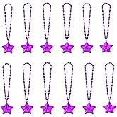 NUDALA 12 Pack Purple Glow Star Necklace Bulk Beaded Necklaces for Concerts Birthday Mardi Gras Party Favors