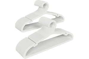 ABHENG 50 Pack Clothes Hangers, Non Slip Plastic Coat Hangers, Space Saving Hangers, Heavy Duty, Hanging Dry Wet Clothes, 16.4" x 8.3", White, UAPY0550W