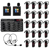 PANDAAR Tour Guide System, Wireless Tour Guide Microphone and Speaker, 21 Slot Charging Base, 140m/459ft Range, Tour Guide Speaker for Factory Training Teaching Church (2 Transmitter 20 Receivers)