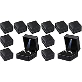 6 Pcs Black Ring Box with LED Light Engagement, Proposal, Wedding Ring Case Earring Gift Box, Elegant Velvet Square Shaped Wedding Ring Box Display Ceremony Anniversary Birthday Gift (Pack of 2)