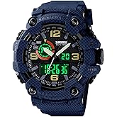 Gosasa Men's Large Face Outdoor Sports Watches Military S-Shock Watch Waterproof, Backlight, Alarm, Stopwatch Features - Rugged Wristwatch for Training, Hiking, and Adventure