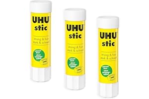 UHU Stic Glue Stick - Solvent Free - Clear Application - 8G - Pack of 3
