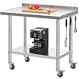 YITAHOME 36" x 24" Stainless Steel Table with