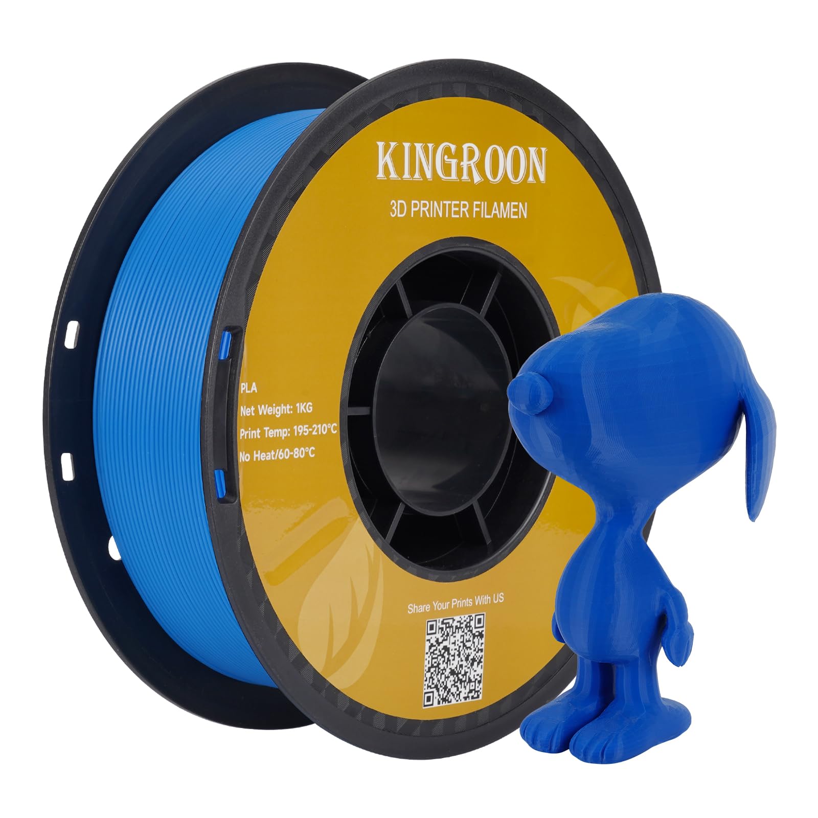 Kingroon PLA Filament 1.75mm for 3D Printer, Filament 3D Printing Materials, 1KG 3D Filament Dimensional Accuracy +/- 0.03 mm,3D Printer Filament PLA with Spool Wound Neatly, Blue
