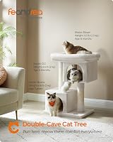 Feandrea Cat Tree Tower 84 cm Large Cat Perch 56x40 cm 2 Caves Cream view 3