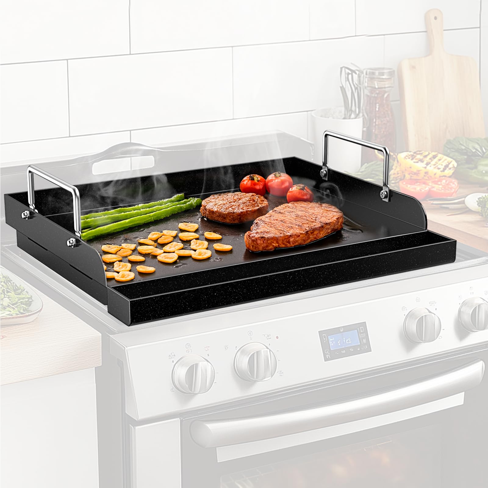 Photo 1 of **MISSING PARTS**
Nonstick Nanoceramic Griddle Plate, Pre-Seasoned Heavy-Duty Flat Top Insert, Universal Outdoor Cooking Griddle for Gas Grill/Charcoal/Gas Stove, Camping, Tailgating, Parties & Backyard BBQ, 17"x13"