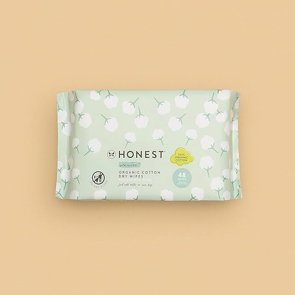 THE HONEST COMPANY 100% PURE ORGANIC COTTON DRY WIPES, HYPOALLERGENIC, MULTI-USE, BABY FACIAL CLOTHS, 192 COUNT