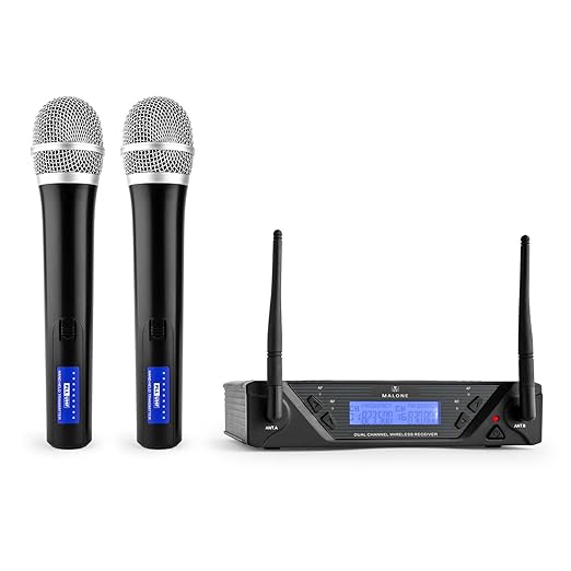title=Malone UHF-450 Duo1 microfoni senza fili (2 microfoni da mano, uscite XLR e