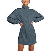 ANRABESS Women Oversized Sweater Dress Turtleneck Batwing Long Sleeve Ribbed Knit Loose 2025 Fall Winter Casual Short Dress