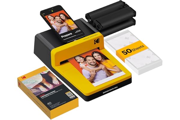 KODAK Dock ERA 4x6 Photo Printer, Smartphone Docking, 4PASS, 50 Sheets | Bluetooth, iPhone & Android Smartphone Compatible, Charge While Printing, Water, Fingerprint and Fade Resistant