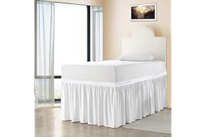 Cottington Lane Extended Dorm Sized Bed Skirt Panel - Ruffled Dorm Sized Bed Skirt - Dust Ruffled Bed Skirts 42 inch Tailored Drop - White Dorm Room Bedskirts - College Dorm Bed Skirt