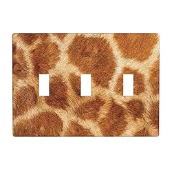 Pznen Triple Toggle Wall Plate, Giraffe Wild Life