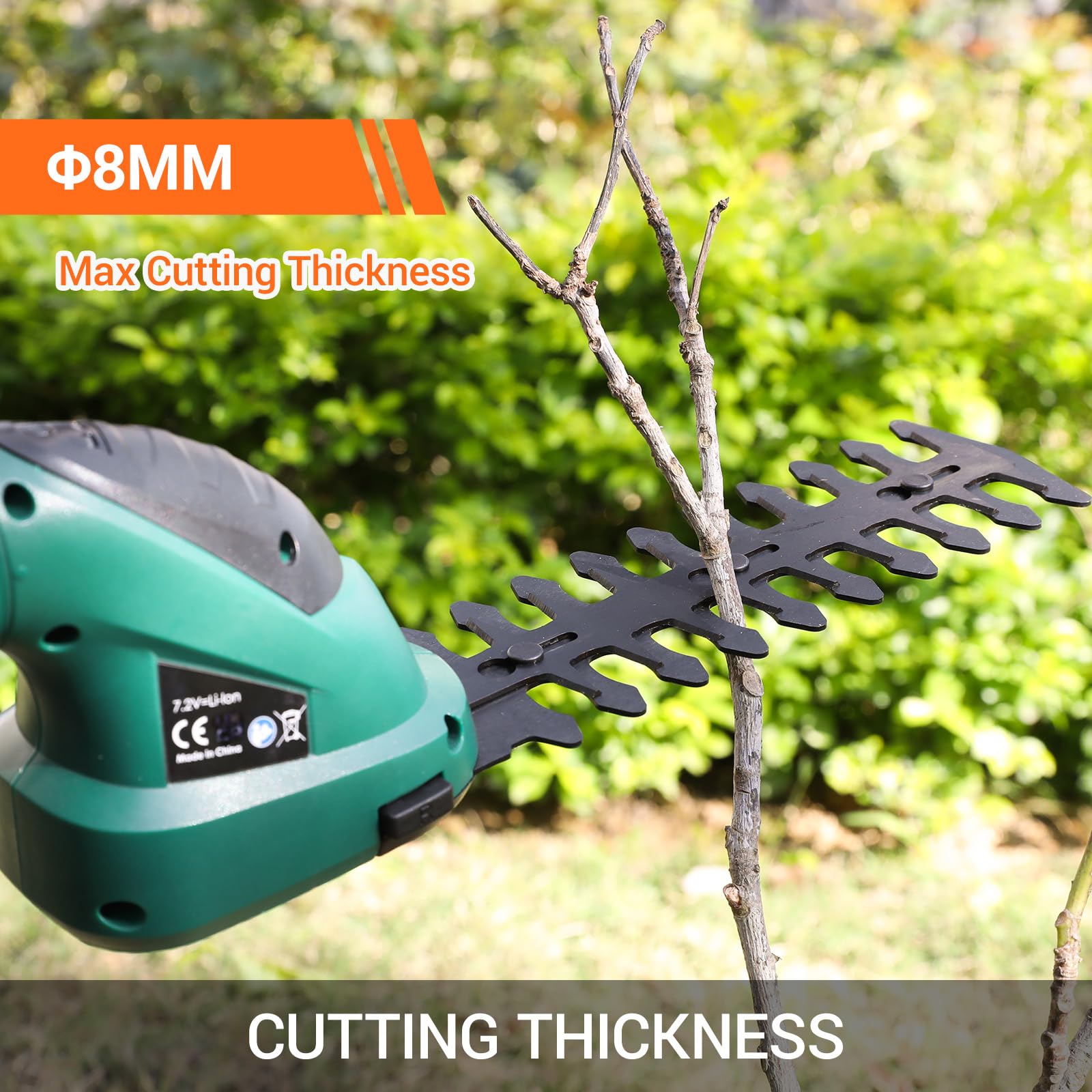 LIFERUN Grasschere mit Akku 7,2V 2000mAh, 2 in 1 Strauchschere akku, Rasenschere mit Teleskopstiel/stiel, elektrische Rasenschere, für Garten, Rasenkanten, Strauchschnitt, Gras mähen, Grün 5