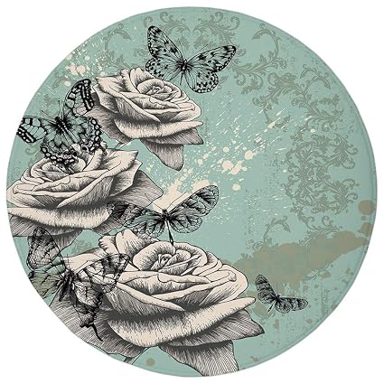 Amazoncom Round Rug Mat Carpet Rose Grunge Composition