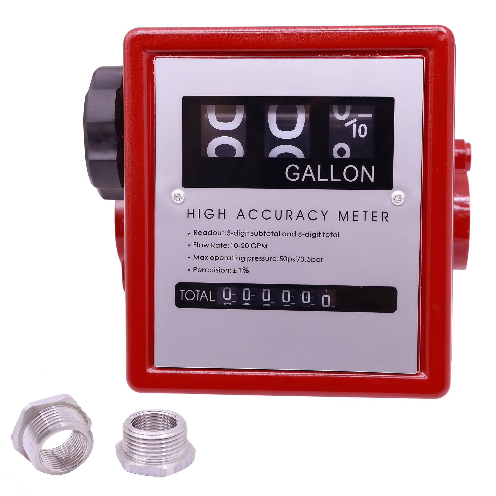 Photo 1 of (see all images) BORRITT 1" 6-40 GPM 3-Digit Mechanical Fuel Transfer Meter in Gallons - Extreme Accuracy Aluminum Diesel Gasoline Meter