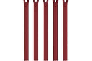 Mandala Crafts #5 Molded Tooth Burgundy Separating Zippers - 48 Inch Heavy Duty Plastic Zippers for Sewing Jackets, Coats, Bags, and Crafts