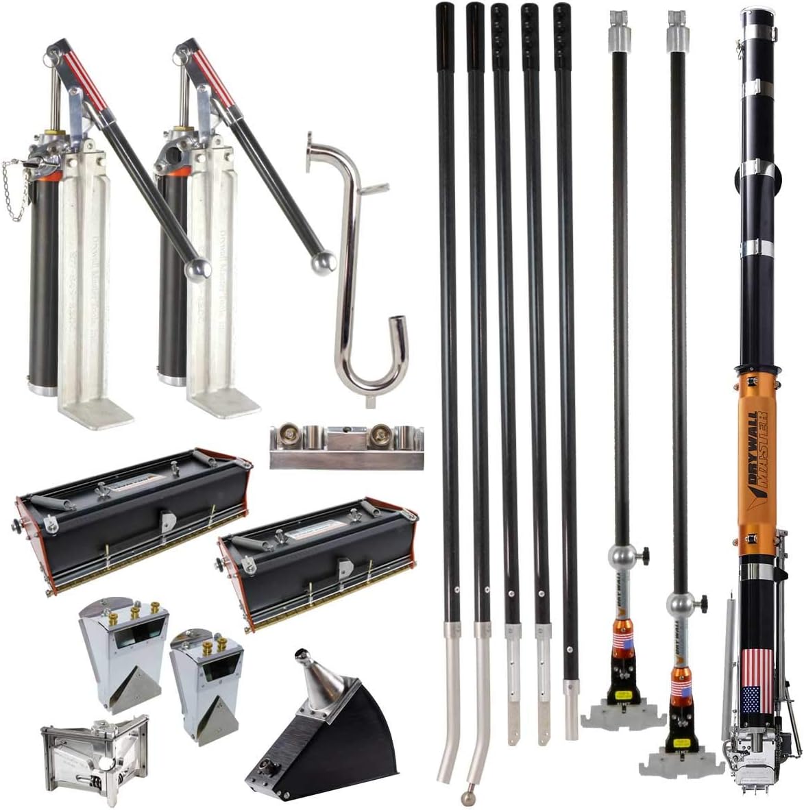 Drywall Master 10/12 Ultimate Pro Automatic Taping and Finishing Set - Taper, 2 Pumps, 10/12 Boxes, 2 Nail Spotters, Corner Tools, Handles
