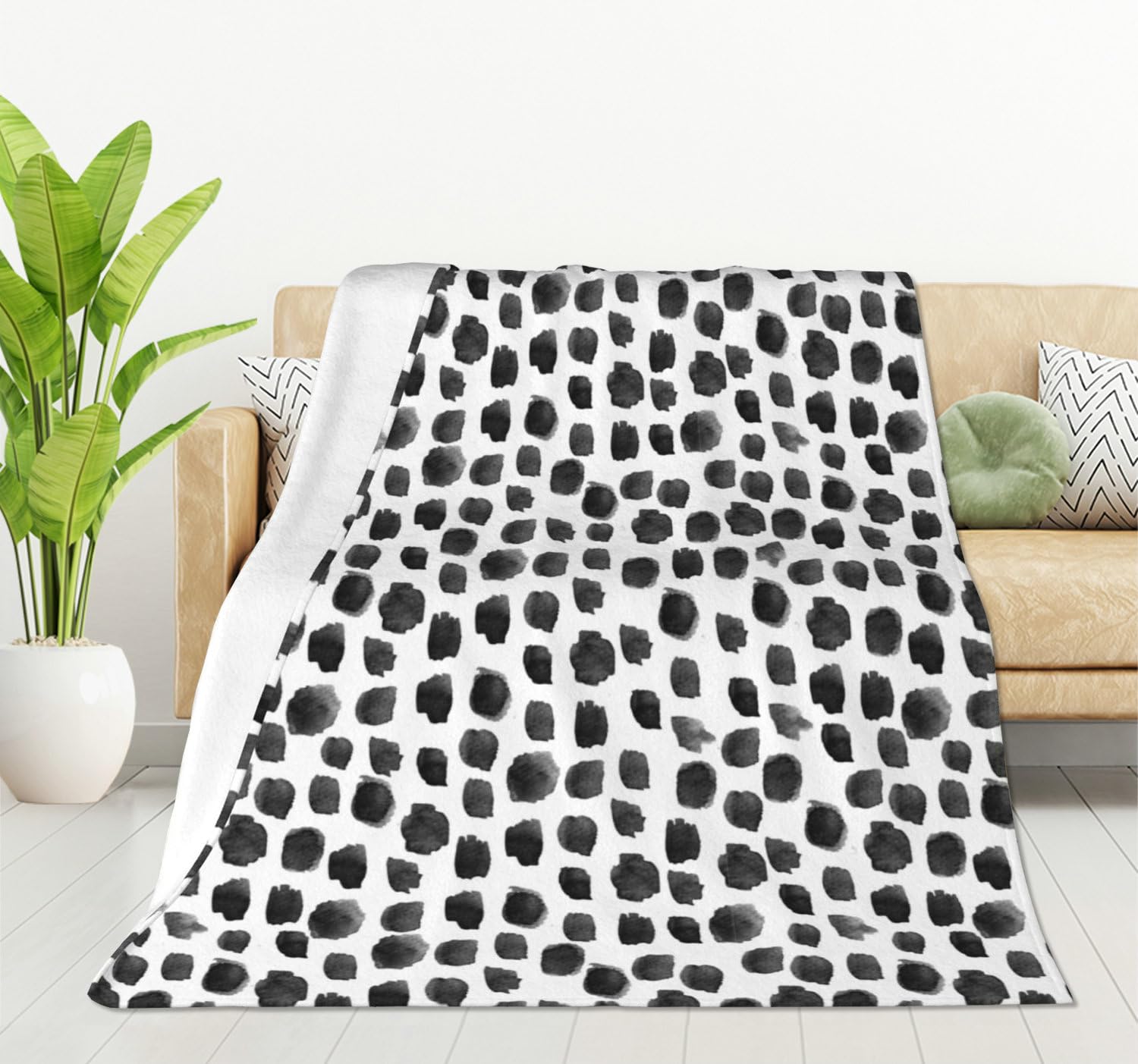 HGOD DESIGNS Watercolour Polka Dot Fleece Throw Blanket Soft Cozy Polka Dot Print Fuzzy Blanket Caring for Women & Adults Dot Pattern Plush Microfiber Blanket 100x130cm