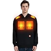 CAFORU Heated Pullover Hoodie with 5-Zone Heating&7.4V Battery Pack, Fast Warm-Up Unisex Sweatshirt for Outdoor Work