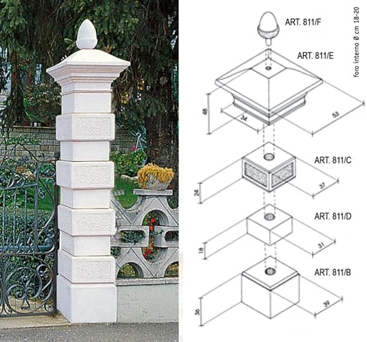 Columnas montar Martel linato Socket de suelo H 36, gris: Amazon ...